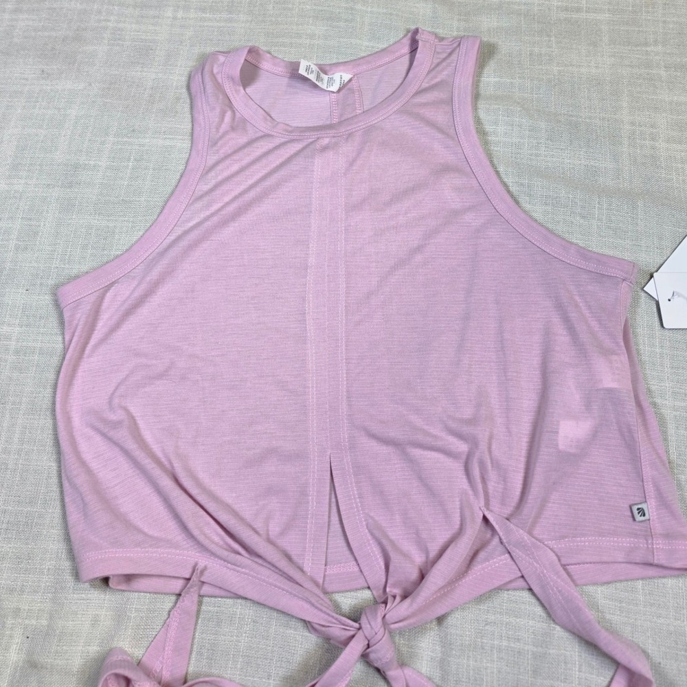 Marika Fragrant Lilac Tie Front Active TankTop Ribbed Sleeveless Versatile S
